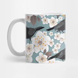 Waiting for the cherries // pattern // blue background Mug